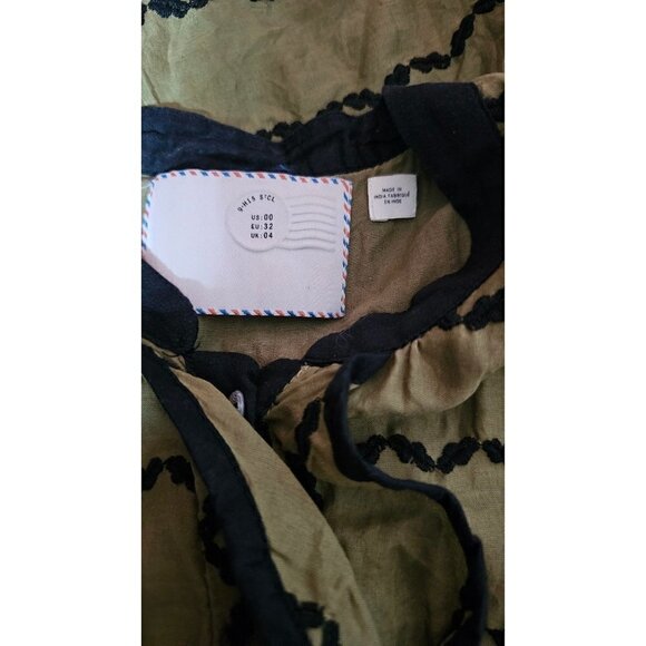 Anthropologie 9-H15 sleeveless high low mini army green dress size 00 - Picture 2 of 10